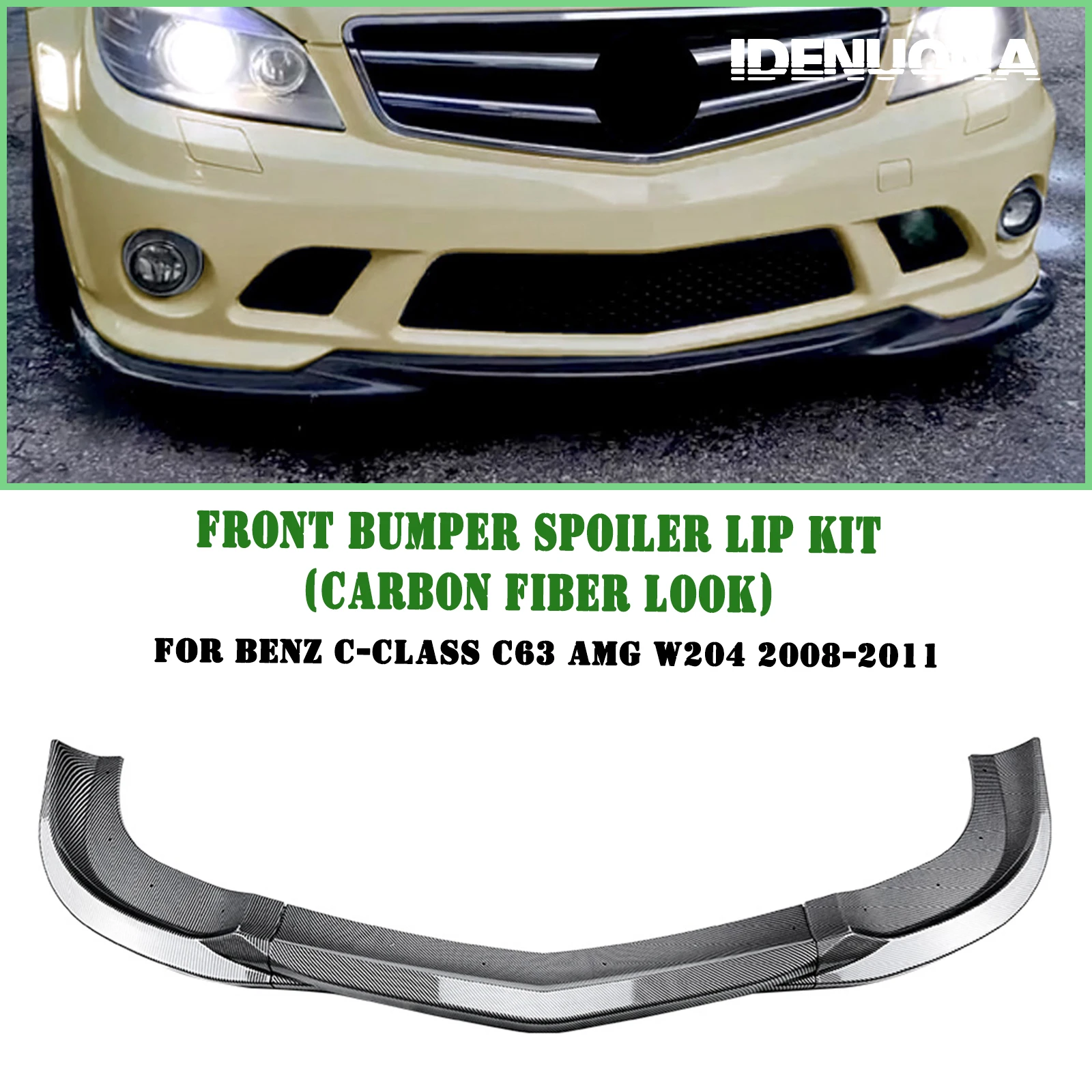 

For Mercedes Benz W204 C Class Sedan C63 AMG Only 2008-2011 Front Bumper Spoiler Lip Car Lower Body Splitter Protector Blade Kit