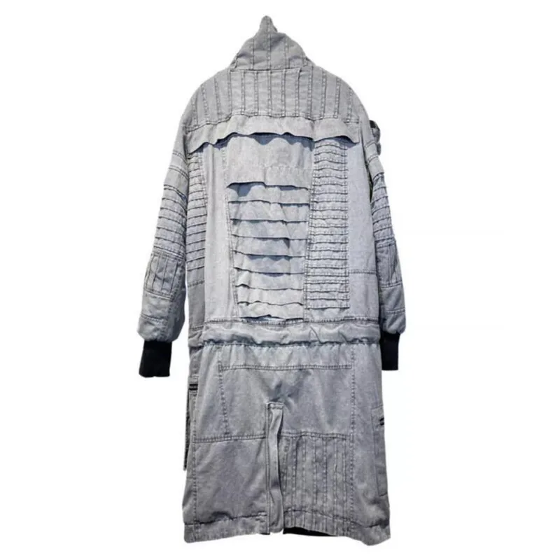 HKSH Waste Land Style Men\'s Tide Windbreaker Punk Dark Jackets Longline Irregular Patchwork Trench Wool Coat Winter Parka HK2618