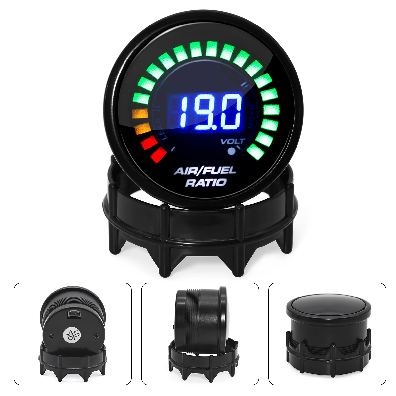 2 "52mm LED Digital Display Luft-kraftstoff Verhältnis Gauge Geräuchertes Gesicht AFR Volt Meter Automotive Voltmeter mit Pfeilband Sauerstoff Sensor 12V – Detail 14