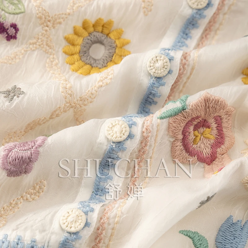 Sweet Garden, Beauty Luxury Heavy Industry Embroidery Hazy Long-sleeved Sunscreen Shirt Women 1Y21