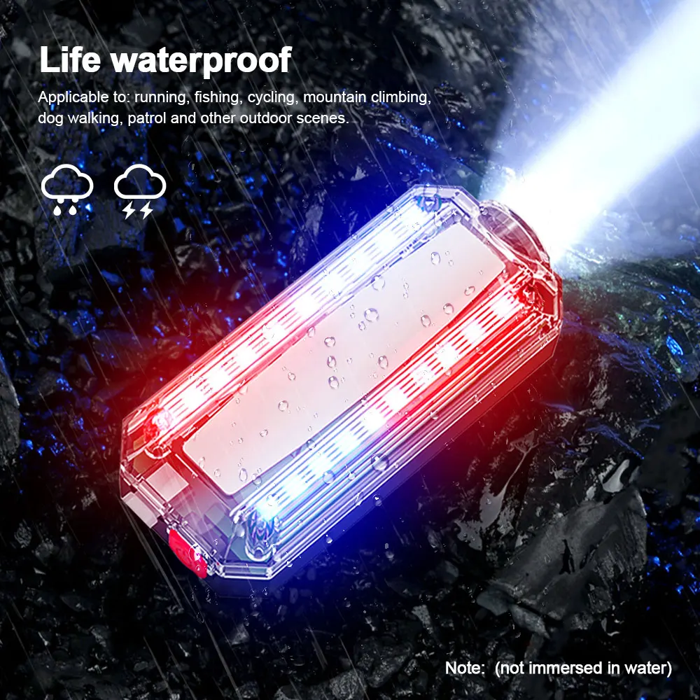 Vermelho & azul strobe led luz de advertência polícia ombro clipe segurança luz de advertência ao ar livre correndo lâmpada trabalho à prova