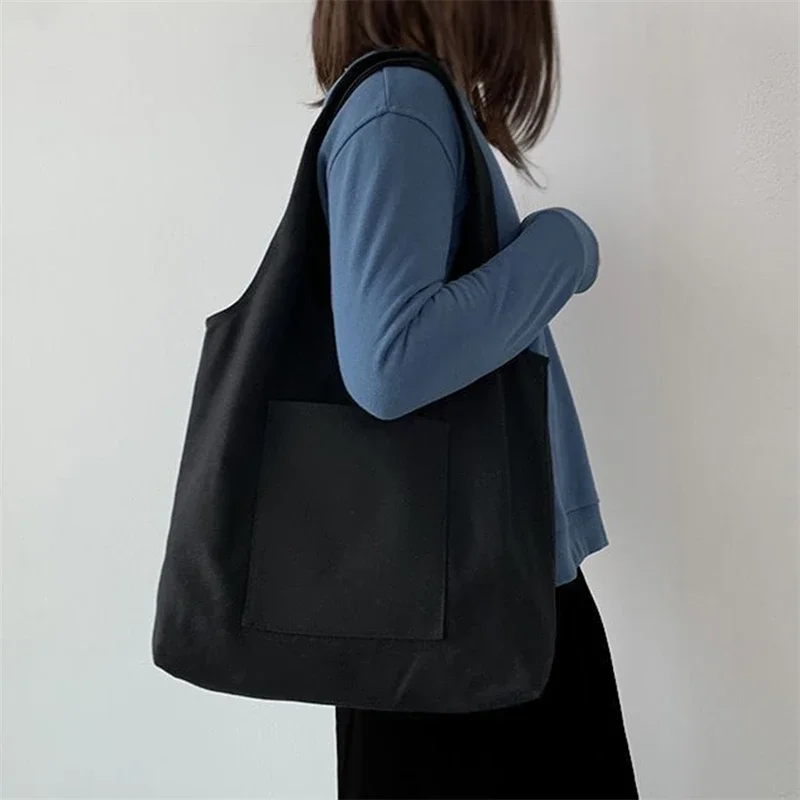 VL-032 Women's Shopping Bags Canvas Commuter Vest Bag Cotton Cloth White Black Series Supermarket Grocery Handbags