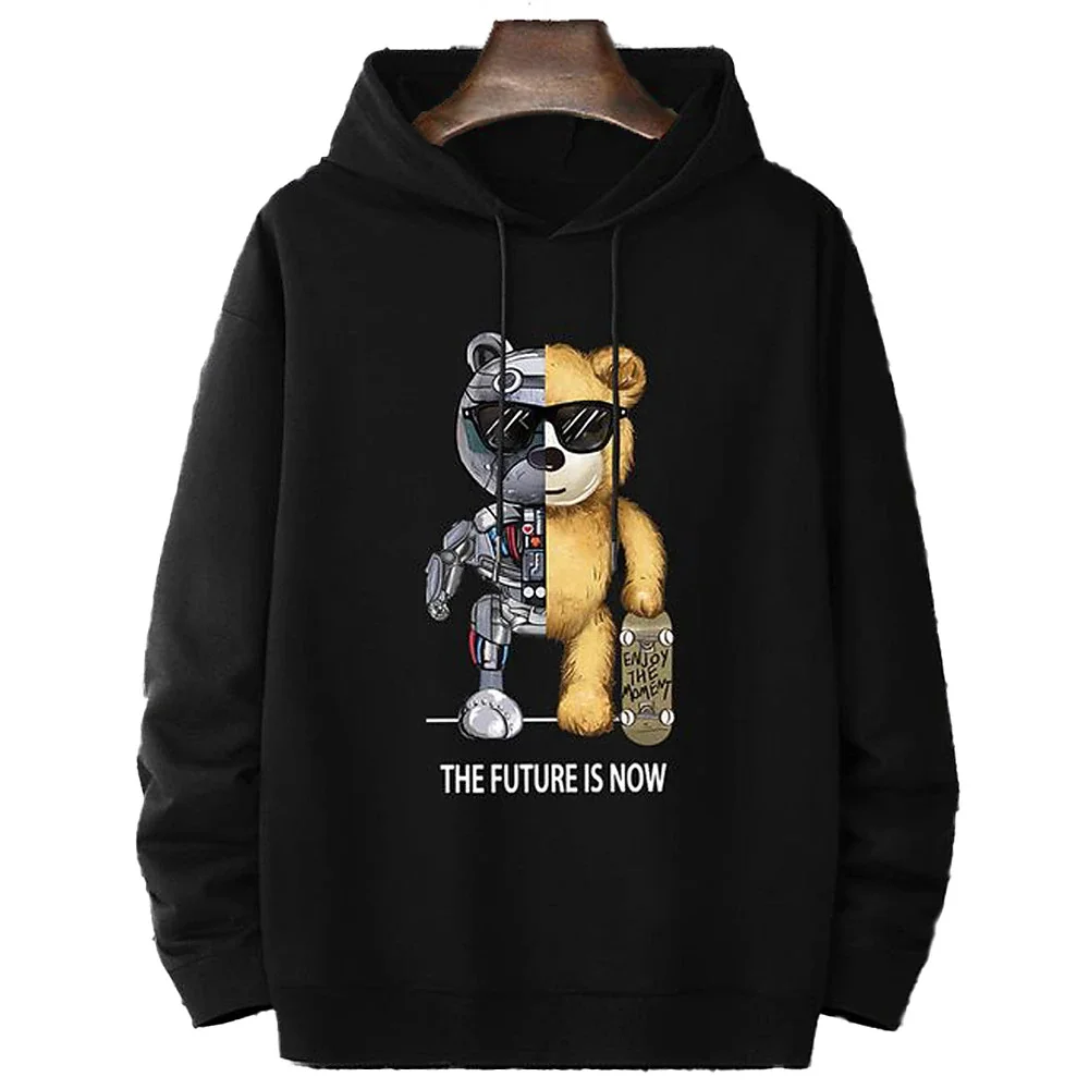 Sudadera con capucha de Robot de oso Ted para hombre, ropa de calle holgada de gran tamaño con capucha, informal, a la moda, novedad