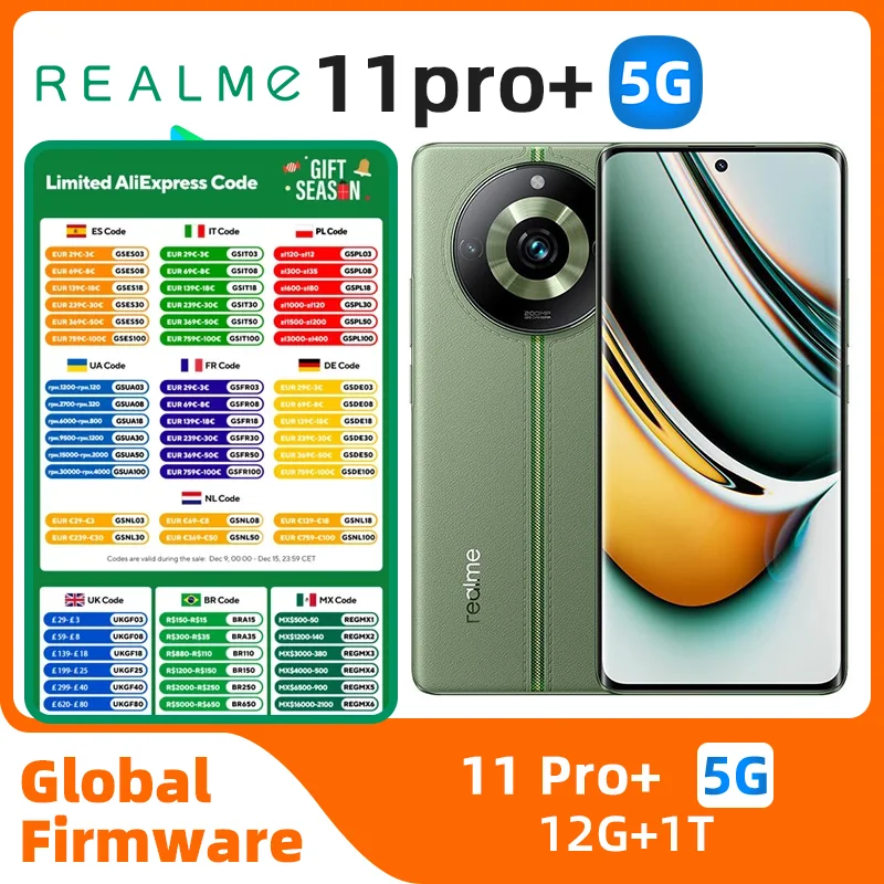 Global ROM realme 11 Pro Plus 5G Mtk Dimensity 7050 6nm CPU 6.7\