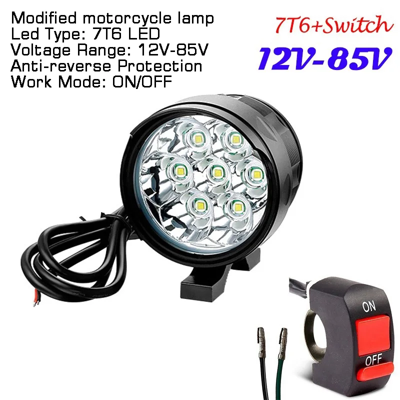 

3T6-7T6 Led MotorBike External Refit Headlight Scooter Lamp 12V-85V Motorcycle Light for Electric eBike Cycling Accessories