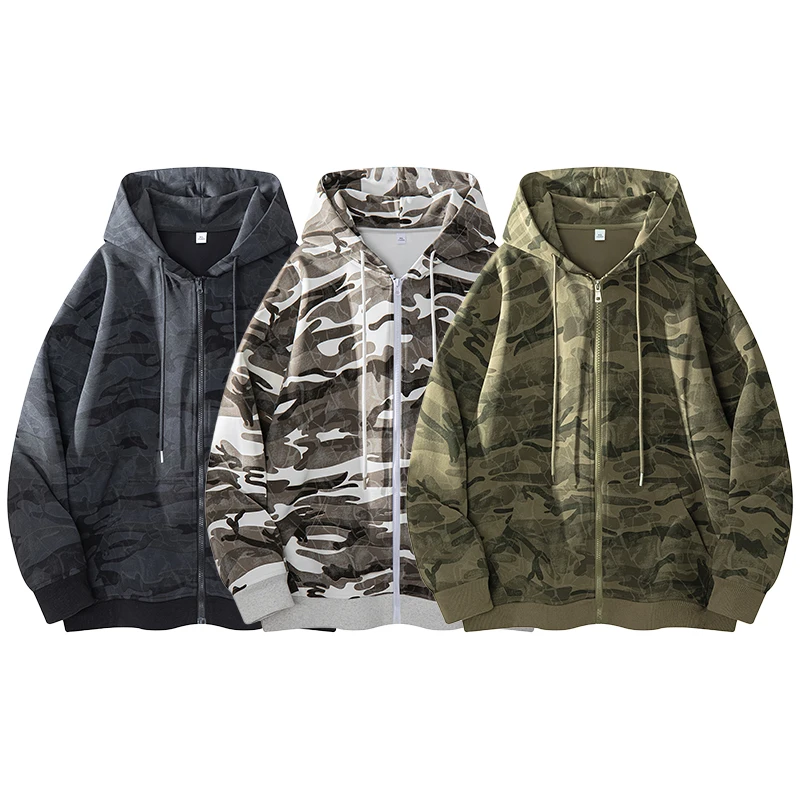 

Американский винтажный камуфляжный свитшот, мужской свободный спортивный кардиган, повседневная верхняя одежда Haome