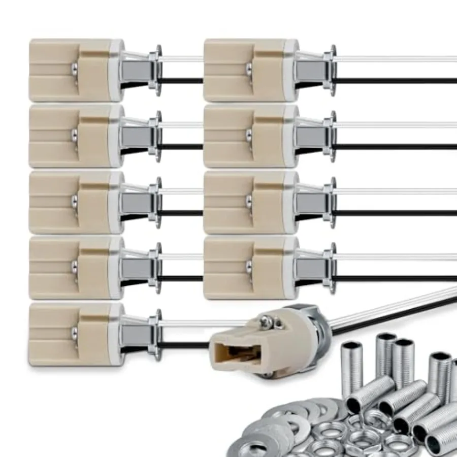G9 Socket, Ceramic G9 Bulb Lamp Holder, G9 Bi-Pin Light Socket with Wire for G9 Base Halogen Incandescent LED House Hold Light