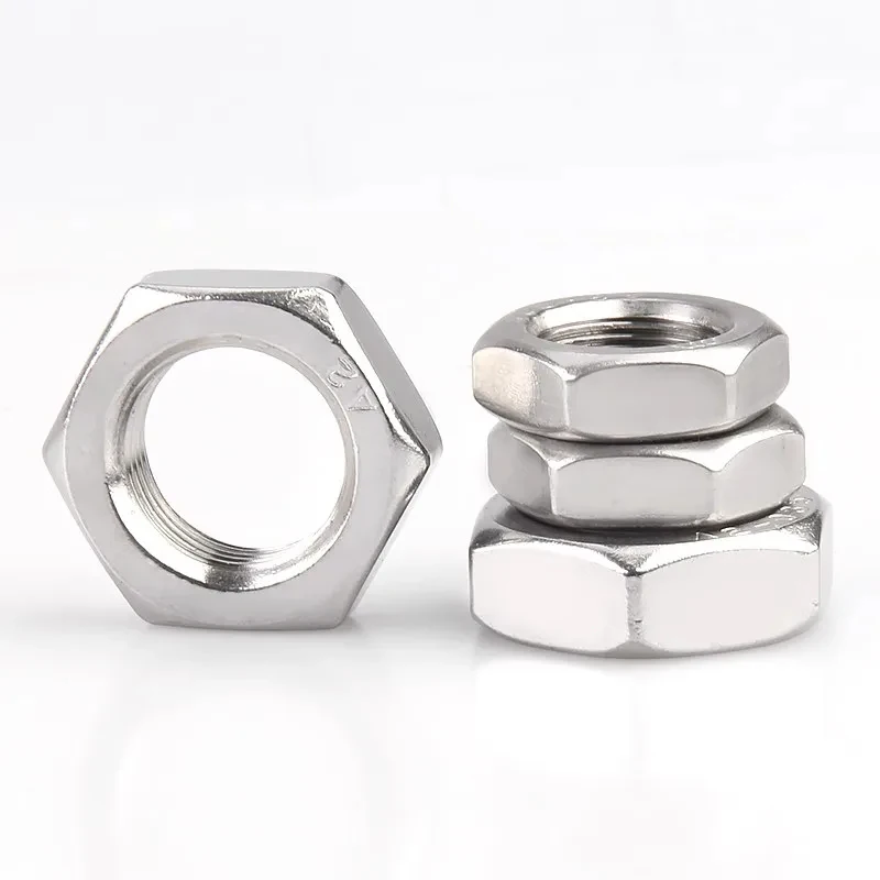 M24 to M60 UNF 304 Stainless Steel Thin Hex Nuts Low Profile Jam Nuts Large Diameter Fine Thread Hardware Fasteners