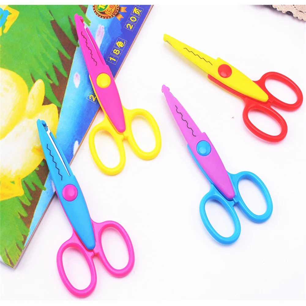 Children Kids Paper Craft Scissors Cutting Patterns Curved Edges DIY Decorative Scissor for Scrapbook Album Photos Safe Cutter