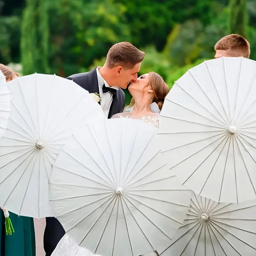 1-15pc 60cm Parasol Umbrellas Oiled Paper Umbrella Wedding Photo Cosplay Prop DIY White Umbrella Summer Whites Party Beach Decor