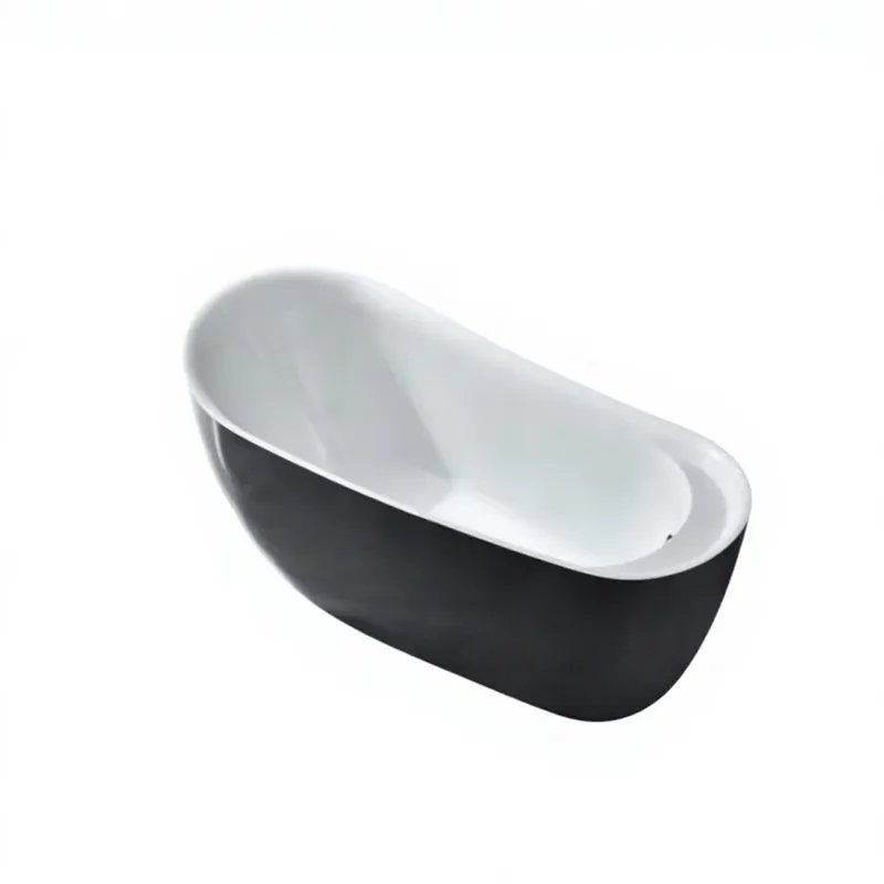 Freestanding Gray Modern Oval Acrylic Bathtub Luxury Contrast Color Deep Soaking Bathroom Tub ECO-FRIEND HIGH Quality