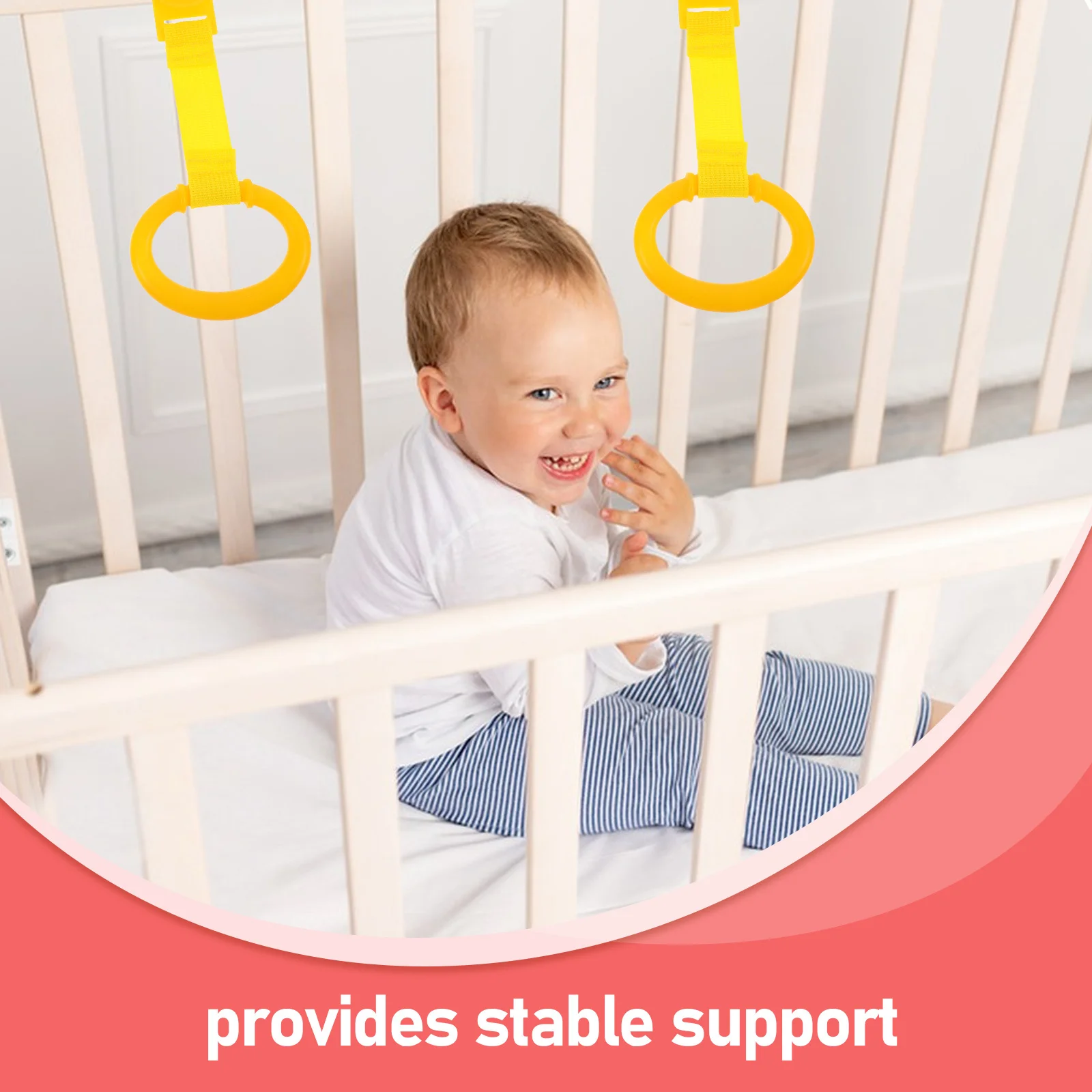 ห่วงจับสำหรับเด็กเล็ก 2 ชิ้น สำหรับคอกกั้นเด็ก ห่วงจับช่วยเดินสำหรับเด็กทารก ห่วงจับนิรภัยสำหรับเตียงเด็ก ห่วงฝึกเดินสำหรับเด็กเล็ก แบบพกพา