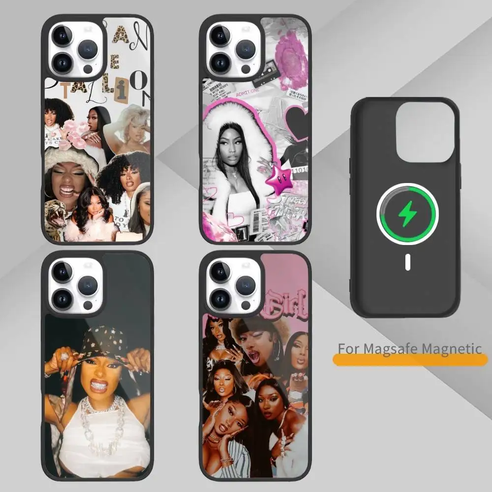 

M-Megan Thee Stallion Rapper Phone Case For iPhone17,16,15,14,13,12,11 Plus,Pro Max Magnetic For Magsafe Wireless Charging