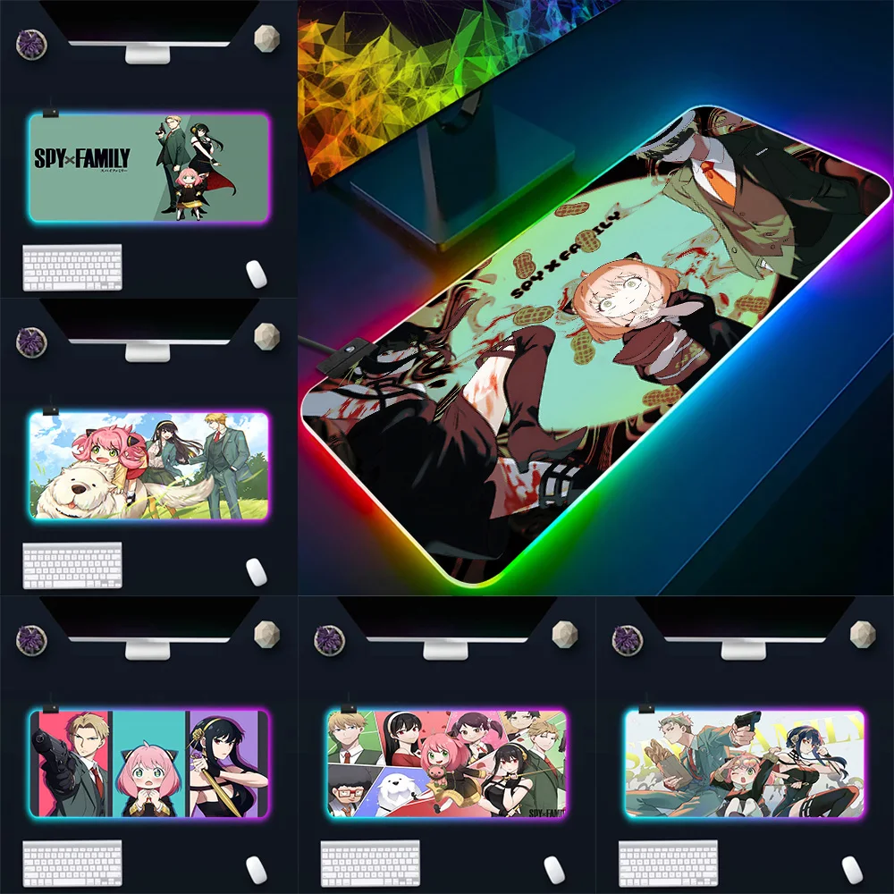 

Cute Cartoon Forger Family RGB Pc Gamer Keyboard Mouse Pad Mousepad LED Glowing Mouse Mats Rubber Gaming Computer Mausepad