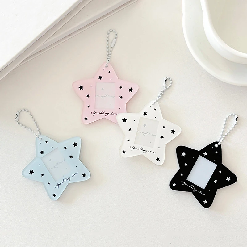 Ins Simple Star Acrylic 1 Inch Kpop Photocard Holder Bag Photo Card Sleeve Pendant School Stationery 1pc