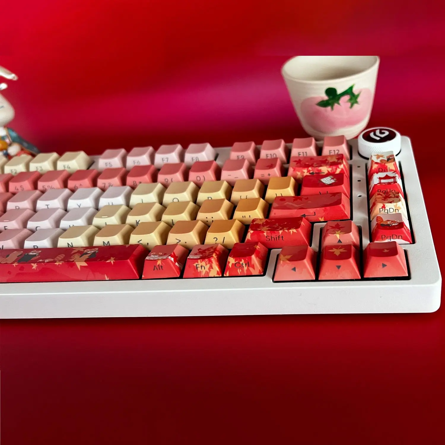 Folha de bordo vermelho pbt sublimação keycap vermelho antigo estilo nacional teclado mecânico