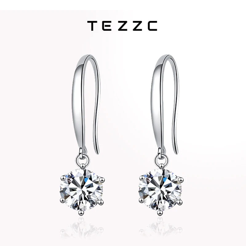 

Tezzc 1ct Moissanite Drop Earrings For Women D Color VVS1 Moissanite Lab Diamond Engagement Wedding Party Earring Jewelry Gift