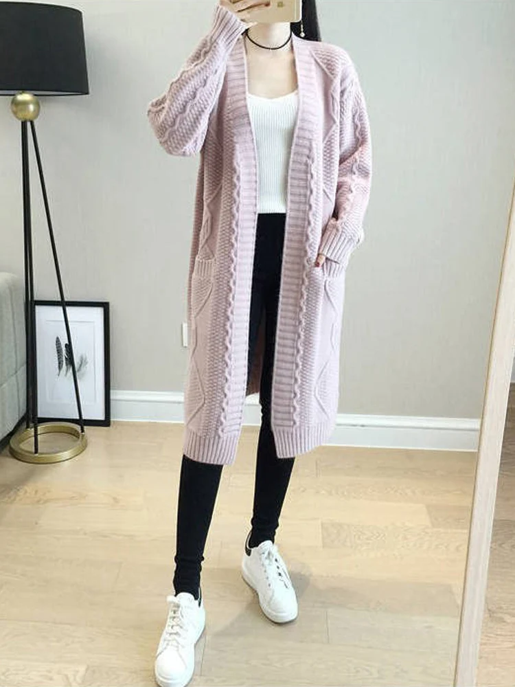 Korean Style Women Cardigan Sweaters 2024 New Autumn Students Casual Loose Long Knitted Coat Female Knitwear Outwear Pull Femme