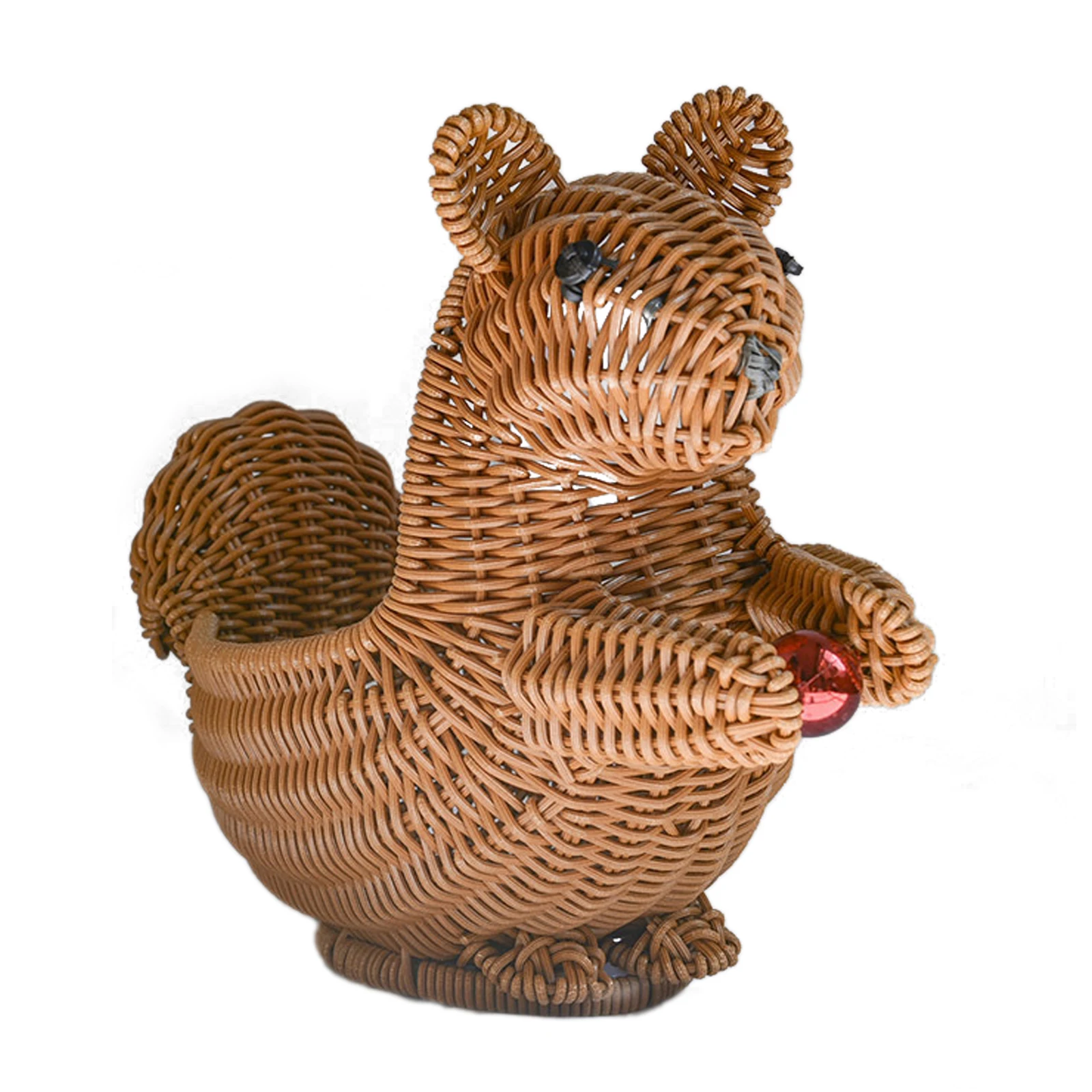 

Storage Box Fruit Bowls Tray Basket Cute Shape Handmade Squirrel DIY Durable Rattan Woven Creative Desktop Decoration