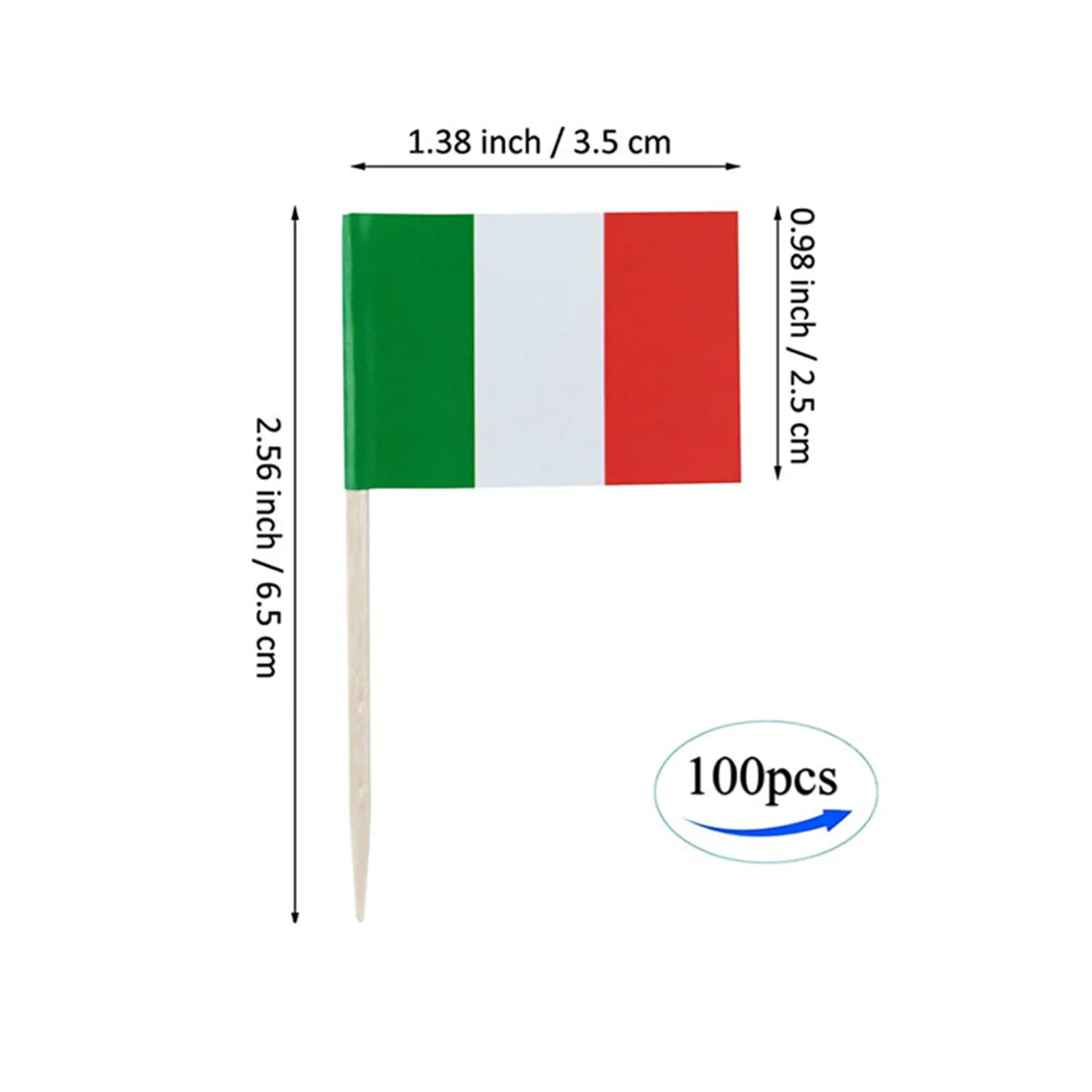 100 قطعة صغيرة إيطاليا مسواك العلم الخشب الإيطالي الإبداعية كب كيك القبعات العالية عصا لافتات لمستلزمات الحفلات الرياضية العالمية