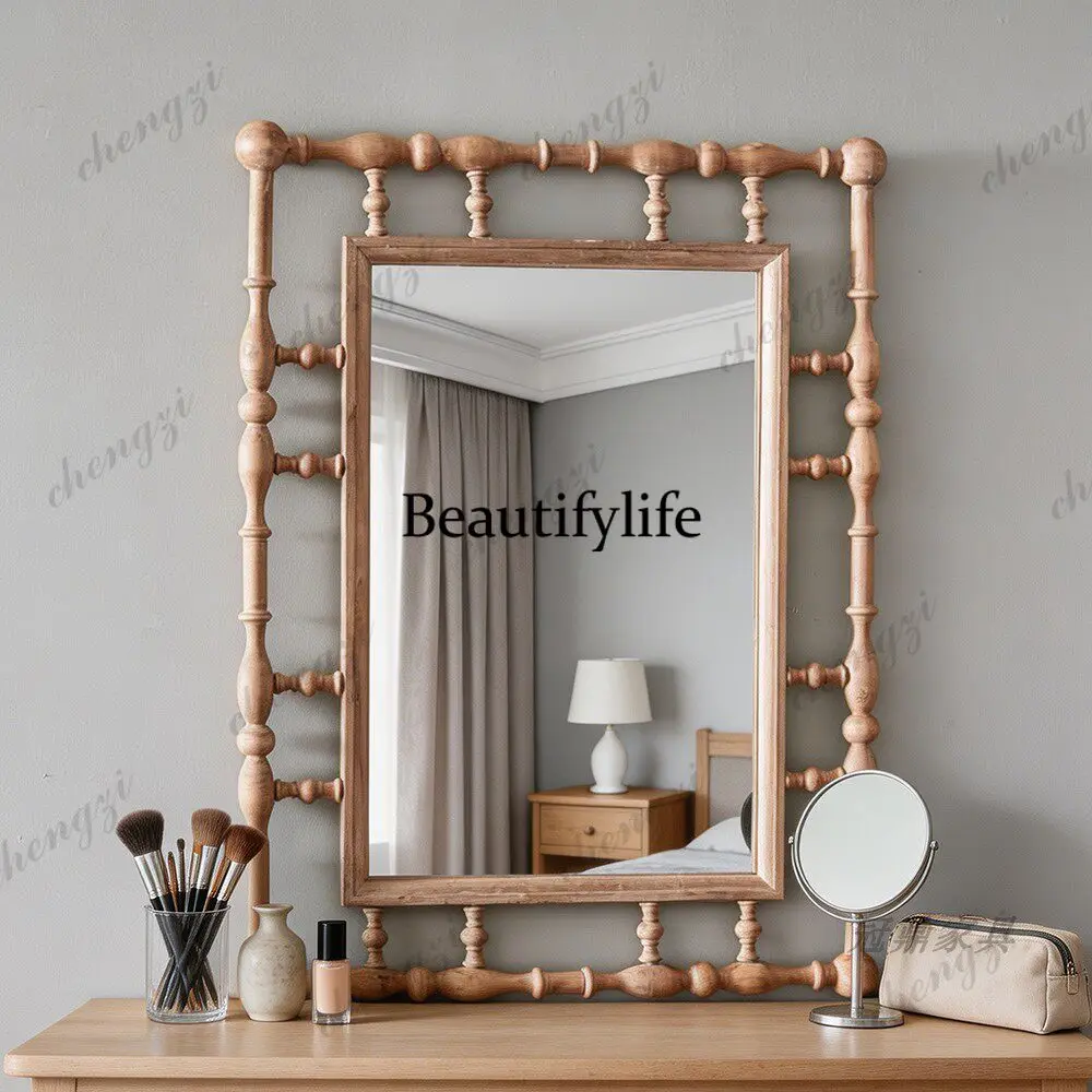 European style washstand wall-mounted bathroom mirror new Chinese style bedroom wall-mounted makeup mirror American style