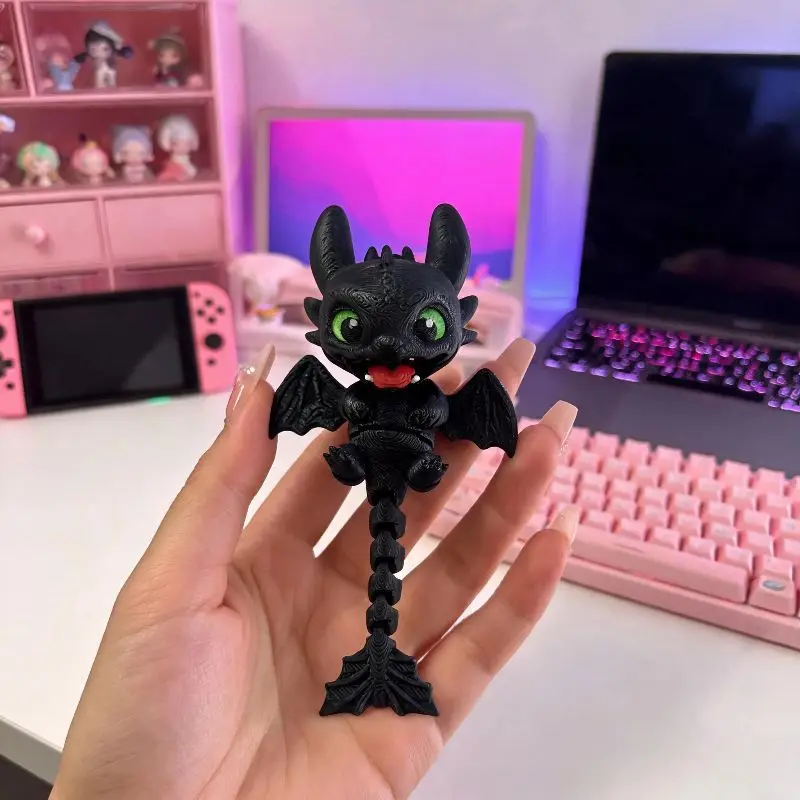 3D Printed Articulated Dragon Pendant Night Fury Light Fury How To Train Your Dragon Toothless Keychain Bag Charm Ornament view 3