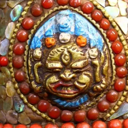 Tibetan Temple Collection Old Natural Meteorite Mosaic Gem gZi Beads shell Dorje Vajra Phurpa Pendant Amulet Dharma Town house