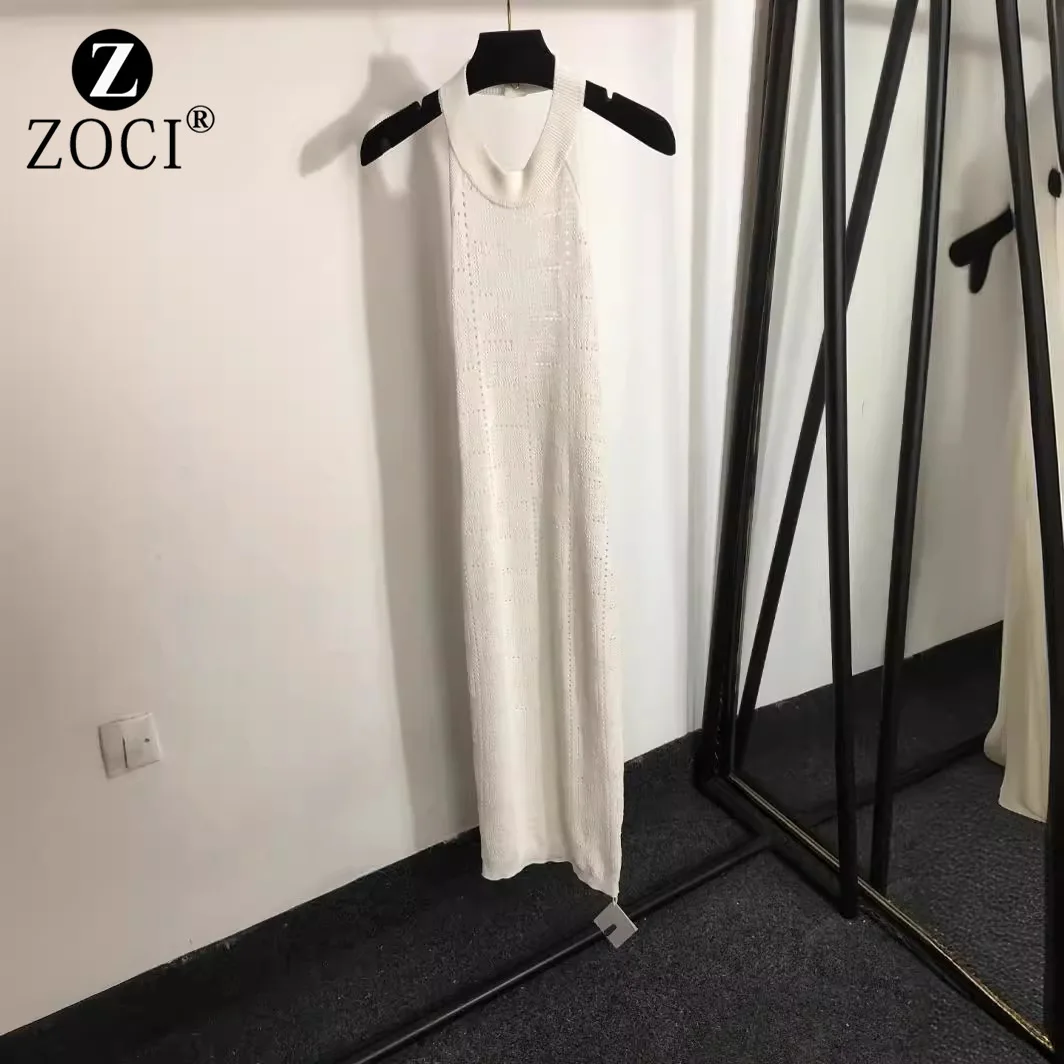 Zoci-Vestido feminino dopamine nanyou regata, vestido de malha oco fresco premium, pescoço pendurado, novo, outono