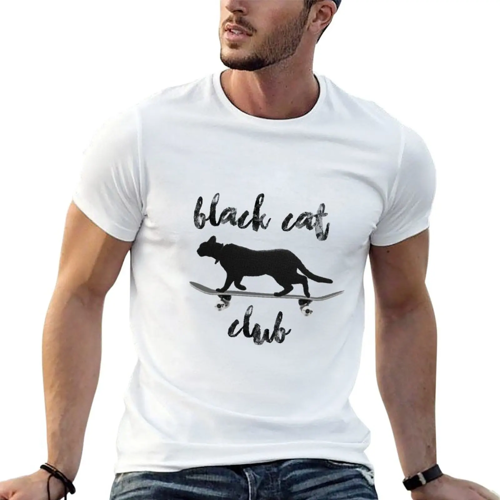

Black Cat Club Skate T-Shirt t shirts cotton 100% essential t shirt cotton t shirts high quality T-Shirt