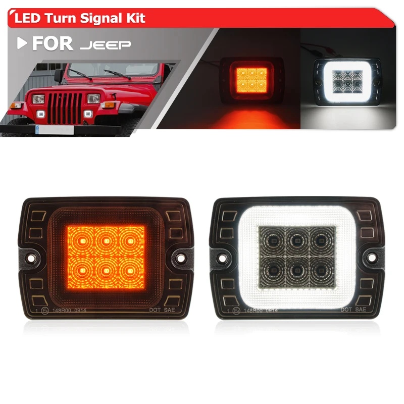 

С ​ Мокрый переключатель указателя поворота/DRL, комплект парковки для Jeep Wrangler YJ 1987-1995, бампер, сигнализаторы, монтажный комплект, рестайлинг