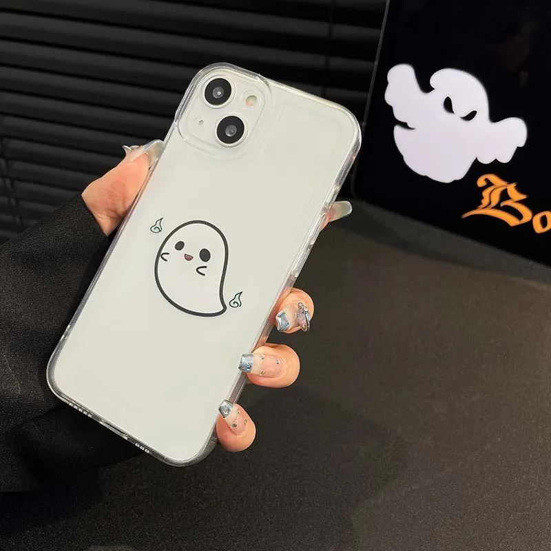 Halloween Lovely Fire Ghost Phone Case For iPhone 14 13 12 11 Pro Max Phone Cover