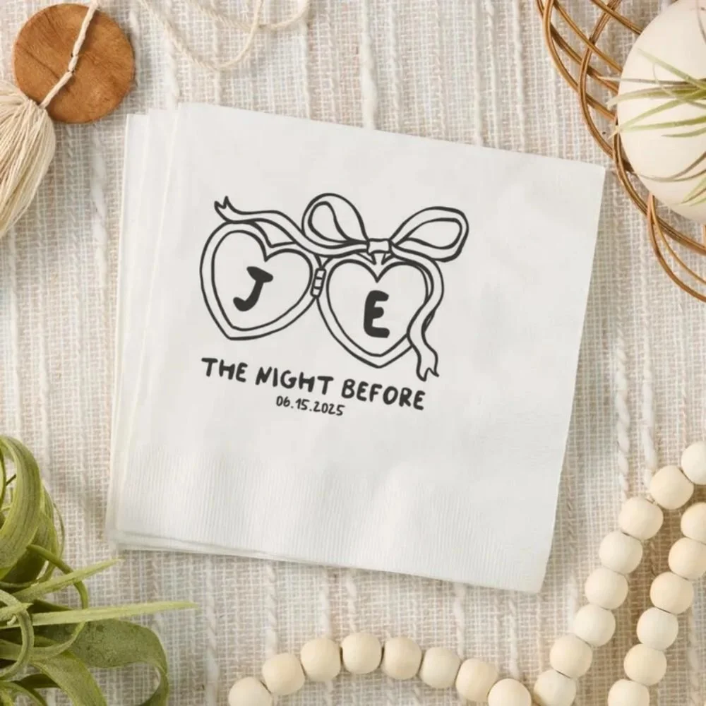 Individuell bedruckte Hochzeitsservietten – personalisierte Hochzeitsservietten für Braut und Bräutigam – Cocktail-Hochzeitsservietten – Mittagessen-Hochzeitsserviette
