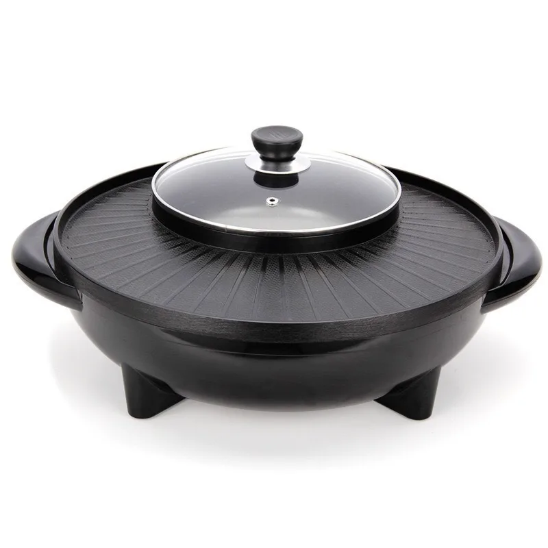 Shabu-roasting integrated pot Electric barbecue grill Household electric baking pan Korean