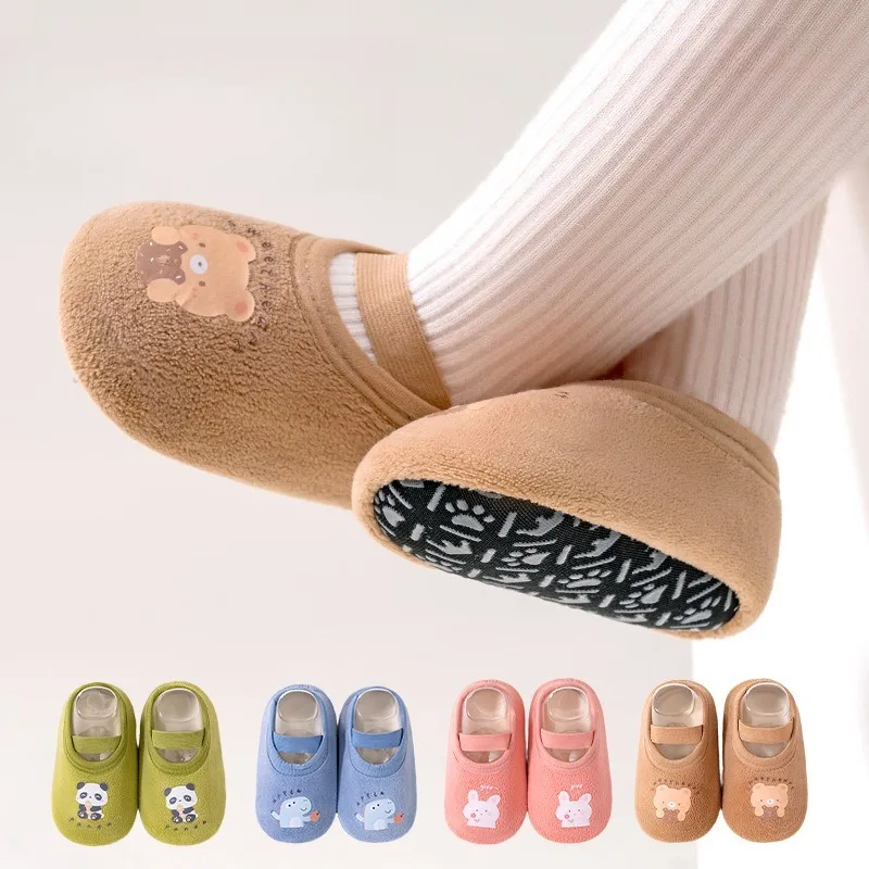 

Cartoon Baby Floor Socks Non-slip Soft Sole Toddler Socks Winter Warm Shoes Kids Soft Non-slip Prewalkers Indoor Home Slippers