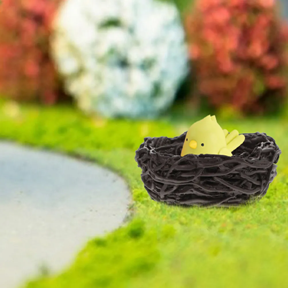 16Pcs Resin Bird Nest Ornament Lifelike Mini Bird Nest for Home Desk Shelf Window Sill Decor Bonsai Landscape Potted Plant