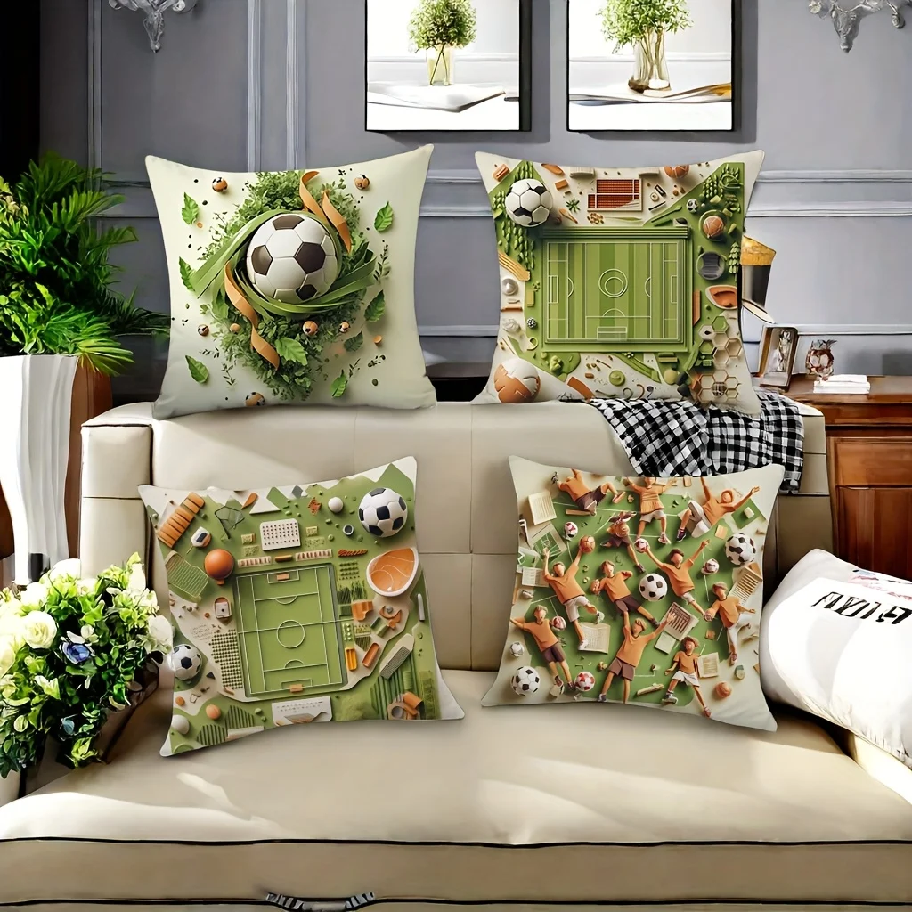 1 Piece Football Theme Decorative Pillow Cover, for Sofa, Office & All Rooms, Cushion Cover Only (No Insert)