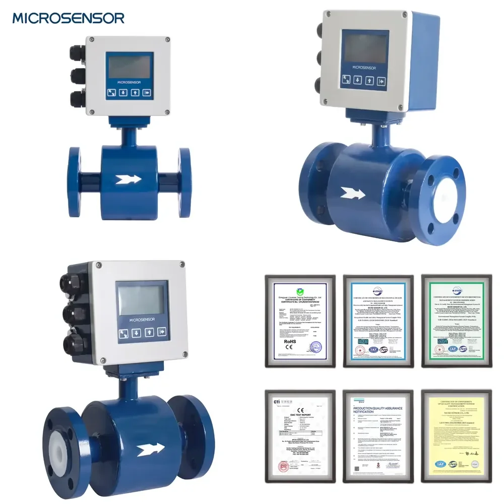WSQ Economical MFE600Z CE Resistant Compact Electromagnetic Flowmeter for Liquids and Sewage 4 20mA Hart and RS485