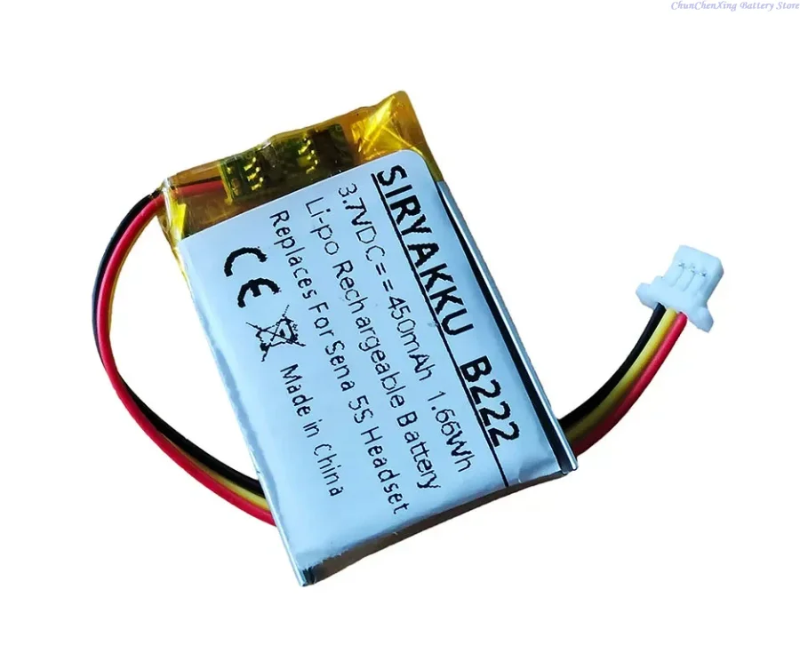 ALLCCX 3.7V 450mAh Replacement Battery for Sena 5S SP77 Bluetooth earphones (2 wires or 3 wires)