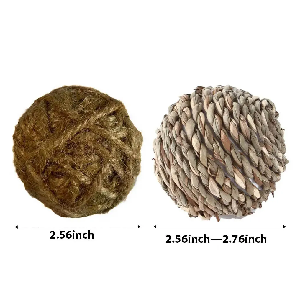 5pcs,Natural Straw Rattan Ball Chewing Toys,  Small Pet Cage Decompression Molar Supplies