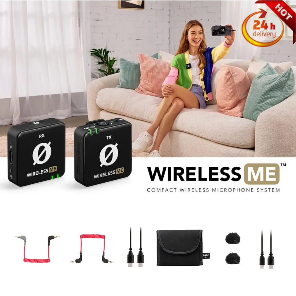 

Rode Wireless ME Lapel Microphone Lavalier Mic System w/ Charging Box 2.4GHz Transmission Noise Reduction for Live Interview