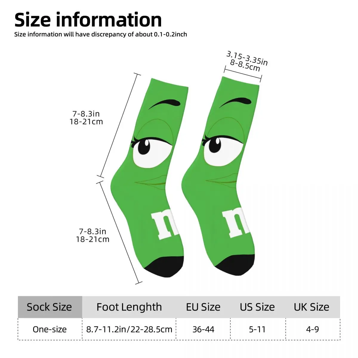 Green M Beans Socks Autumn Stockings Funny Men\'s Soft Breathable Socks Pattern Climbing Anti Slip Socks
