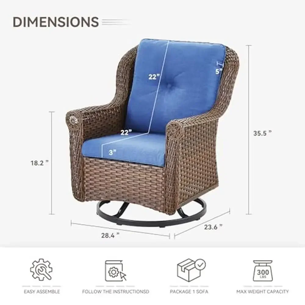 5PCS Outdoor Patio Furniture Set with Swivel Glider Chairs Rattan Sofa Loveseat Side Table Comfortable Seating and Versatile Use