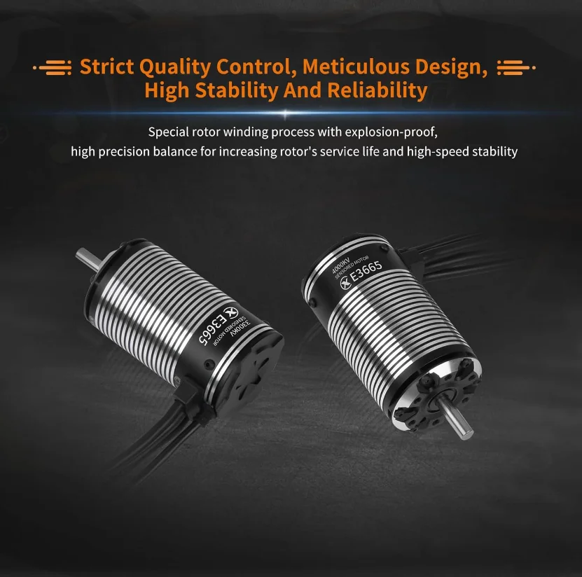 XC E3665 センサー付きブラシレスモーター 2500KV/3300KV 2-3S 1/10 RCカー ショートコース、トラック、モンスター用
