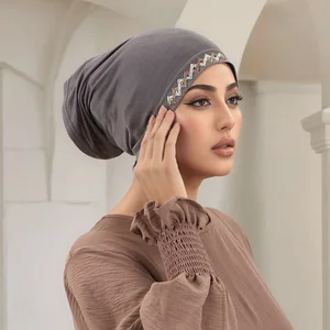 Muslim Head Cover Hat Elastic Hijab Cap Cotton Jersey Headwear Women Easy Wear/Party Modest Fashion Soft Breathable Lightweight