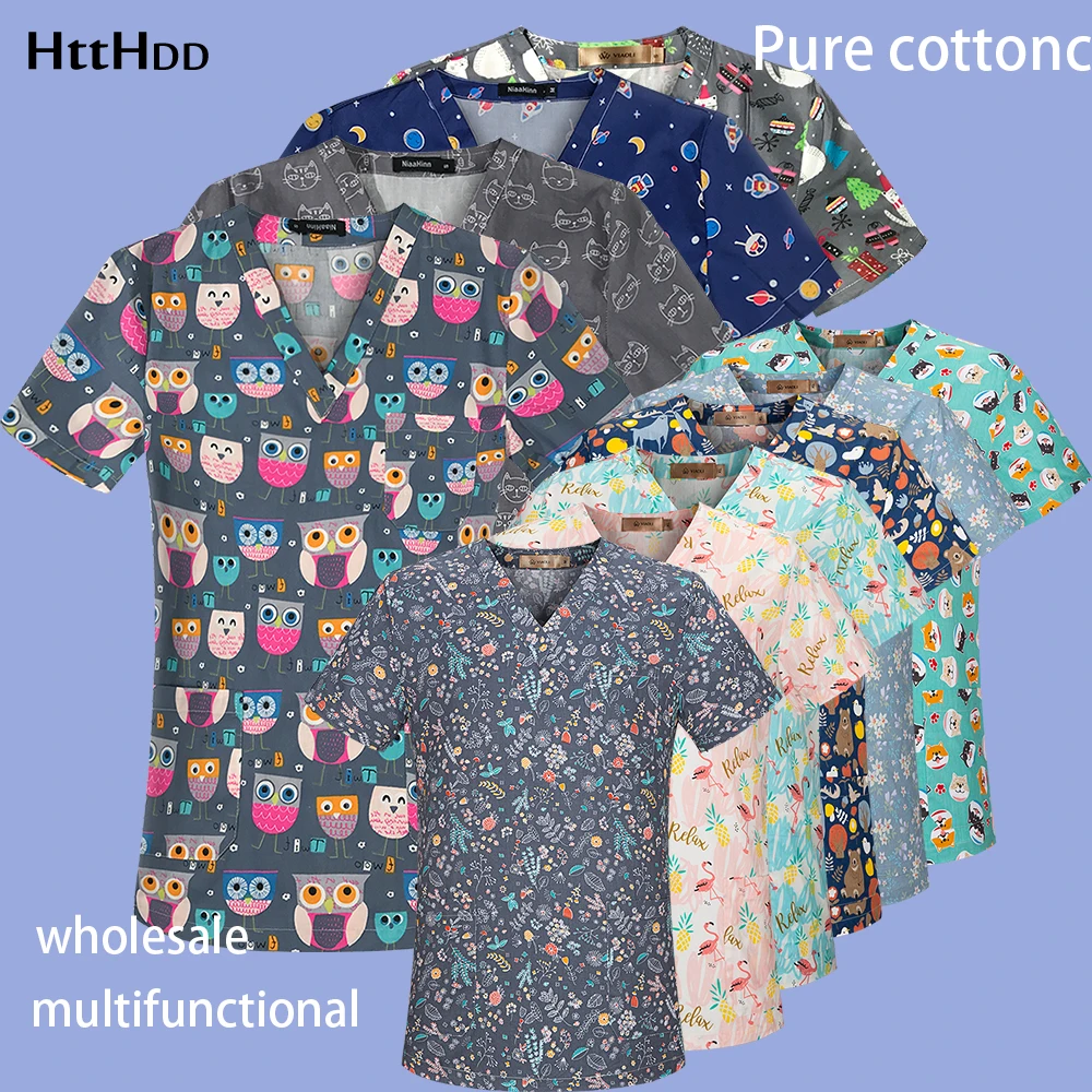 Cotton Sỉ Hội Thảo Chống Bụi Công Nhân Cổ Chữ V Thoải Mái Bỏ Túi Đa Năng Top Y Tá Khách Sạn Tiếp Viên Hàng Không Làm Sạch Áo Sơ Mi