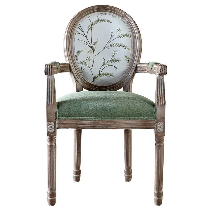 

European retro dining chair American old solid wood restaurant Hotel Man cafe New Chinese casual chair