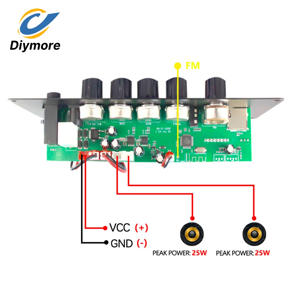 MP3 Decoder Board Dual 2*25W BT Amplifier Audio Module with USB TF FM Input Remote Control T01 Handheld Speaker Portable Speaker