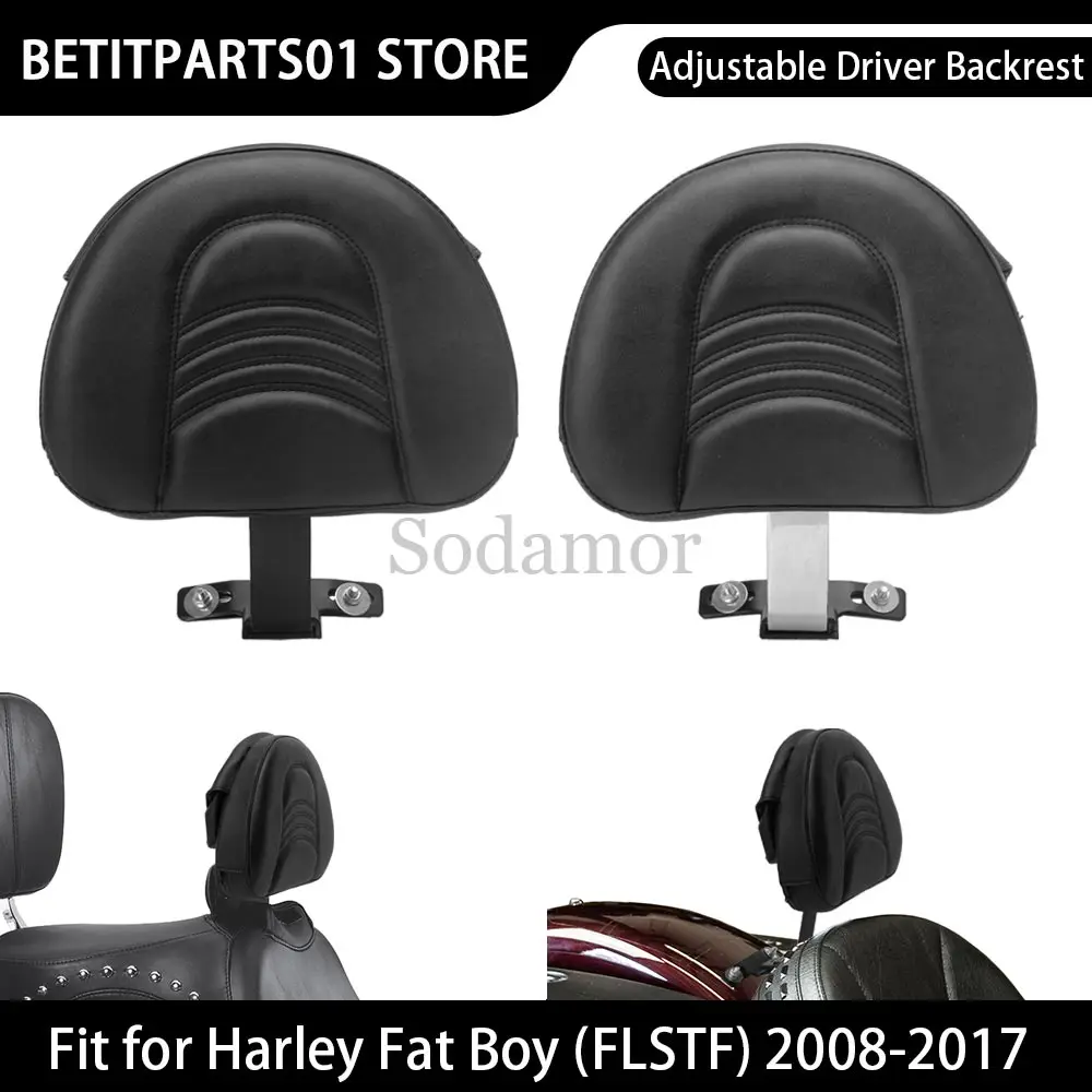 

Motorcycle Adjustable Rear Driver Rider Backrest Plug In Sissy Bar Seat Black For Harley Fat Boy Special/ Lo (FLSTFB) 2010-2017