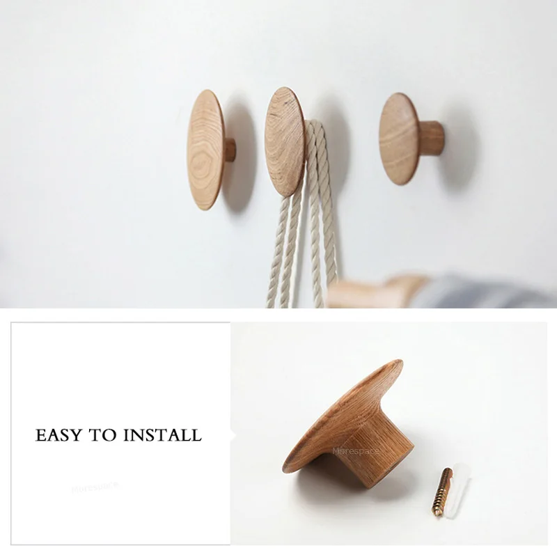 Wall Coat Rack Clothes Rack Wooden Wood Round Coat Hooks Wall Decor Towel Hooks Living Room Bedroom Entrance Coat Hangers