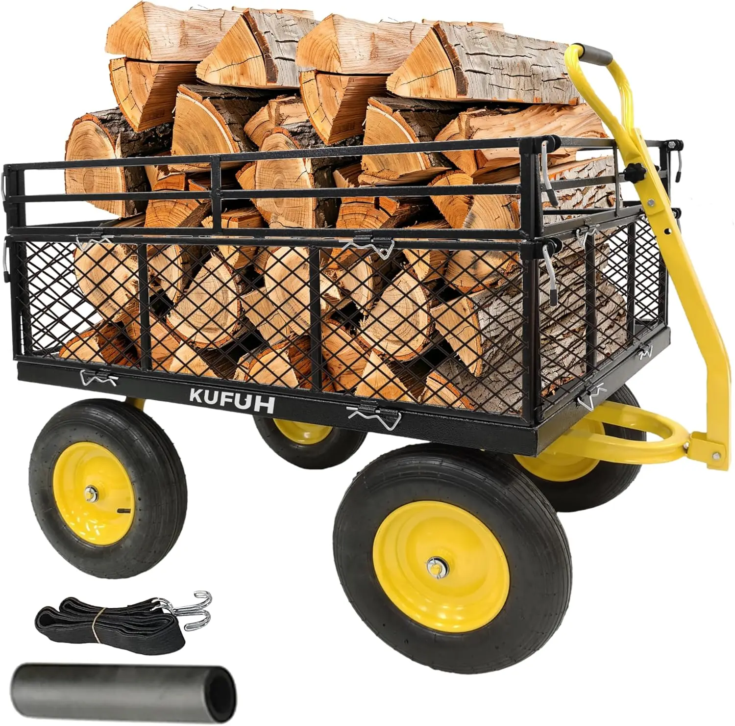 

Heavy Duty Wagon Cart 1400 lbs Garden Cart with Removable Mesh Sides, Large Capacity Grocery Wagon Metal Utility Cart